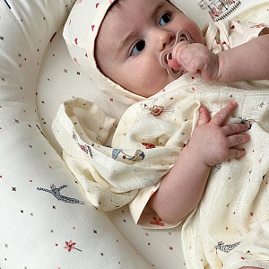 Набор муслиновых пеленок Cam Cam Copenhagen "Carousel", 2 шт, микс с кремовым, 70 x 70 см